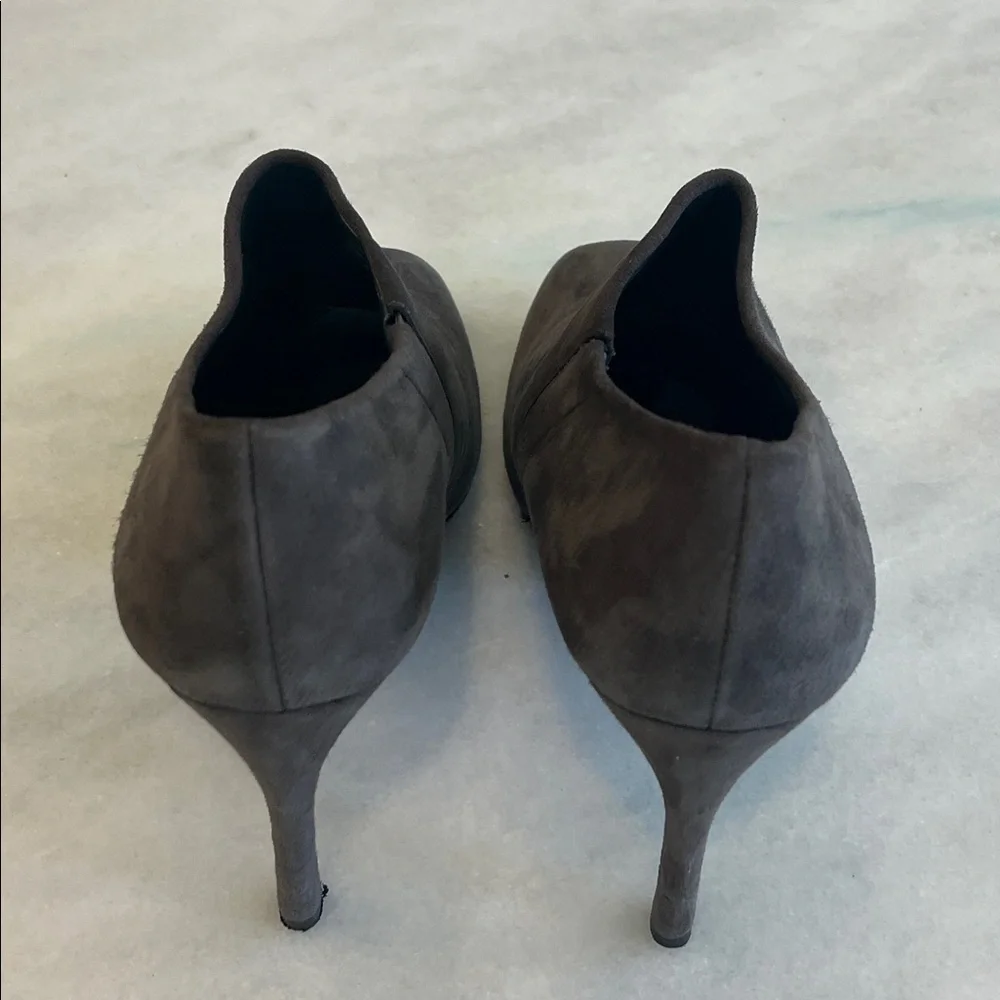 Stuart Weitzman Altamira Peep Toe Booties Londra Gray Suede Women's Size 8